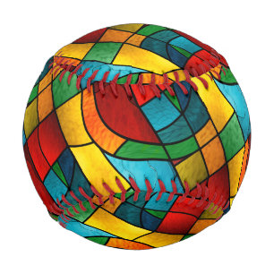 Colourful Stained Glass Mosaic Abstraction Baseball