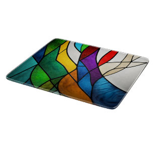 Colourful Stained Glass Mosaic Abstraction Cutting Board