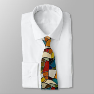 Colourful Stained Glass Mosaic Abstraction Tie