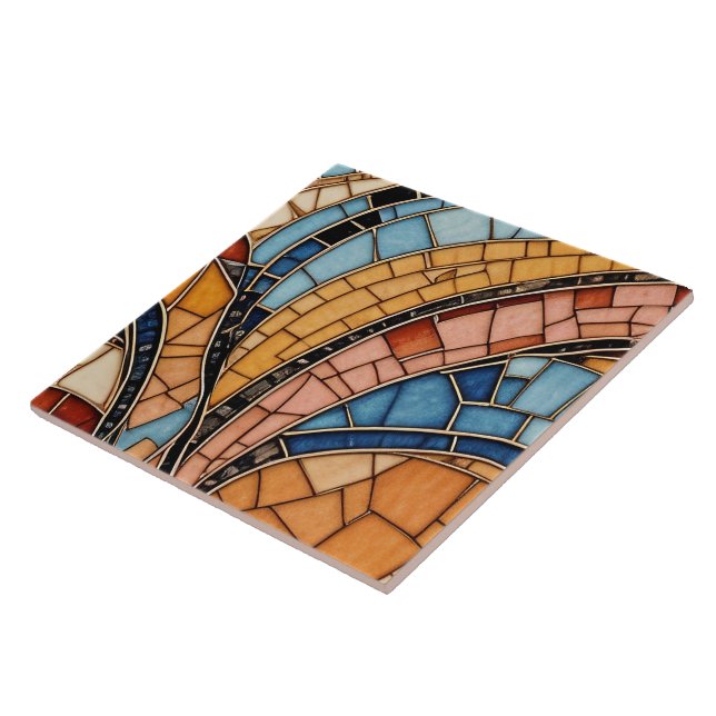 Colourful Stained Glass Mosaic Abstraction Tile (Side)