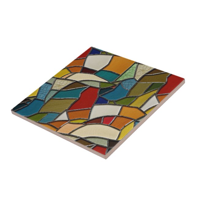 Colourful Stained Glass Mosaic Abstraction Tile (Side)