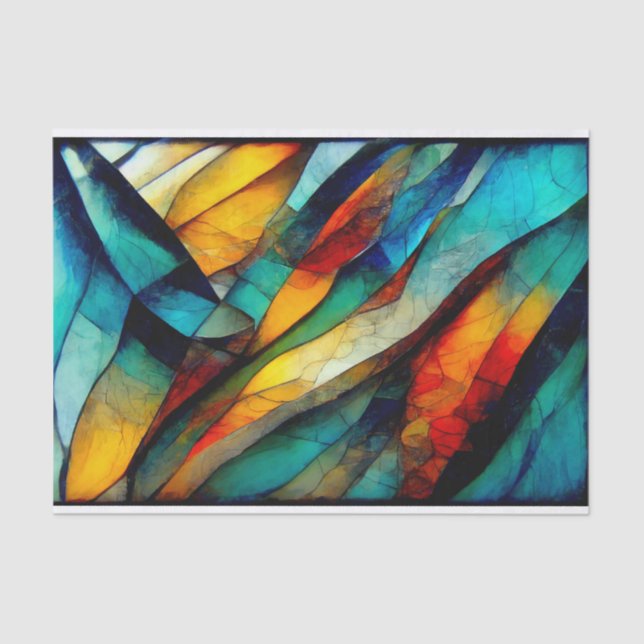 Colourful Stained Glass Mosaic Abstraction Tissue Paper (Front)