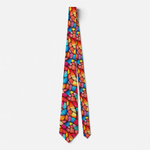 Colourful Stained Glass Pattern background Tie