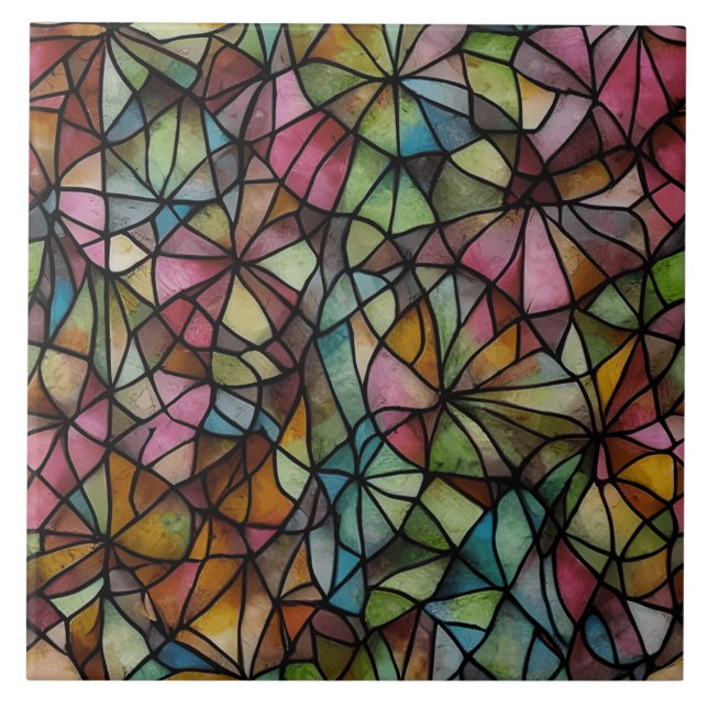 Colourful Stained Glass Pattern Tile (Front)