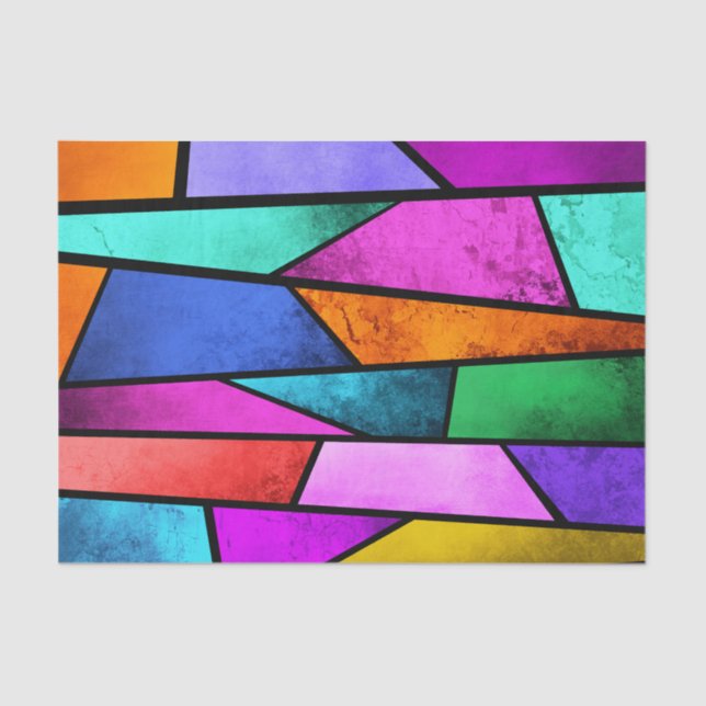 Colourful Stained Glass Purple Blue Tissue Paper (Front)