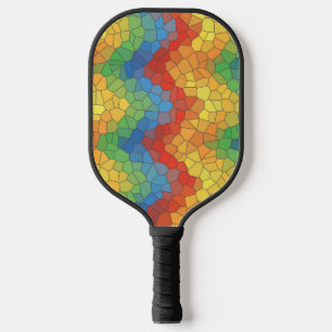 Colourful Stained Glass Stripes Pickleball Paddle