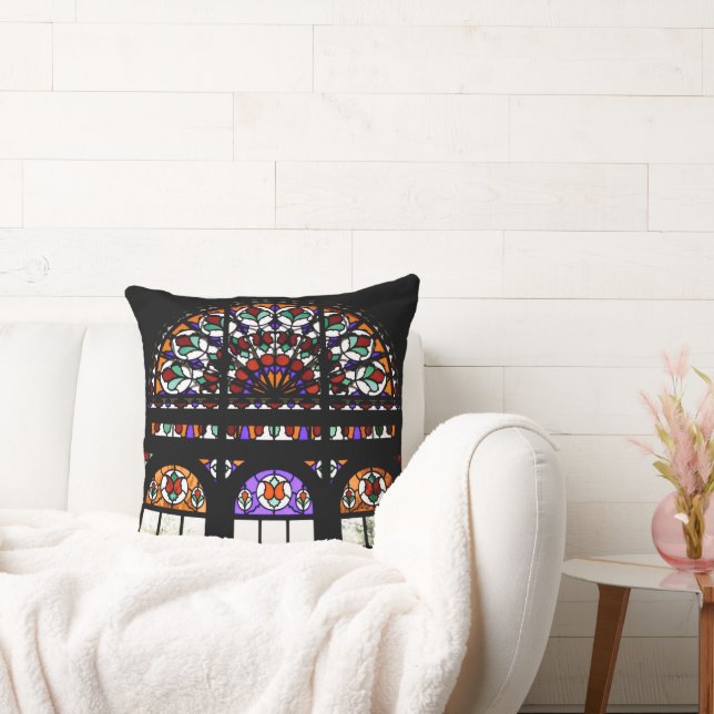 Colourful Stained Glass Window Throw Pillow (Couch)