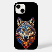 Colourful Stained Glass Wolf Head