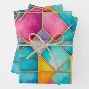 Colourful Stained Glass Wrapping Paper Sheets