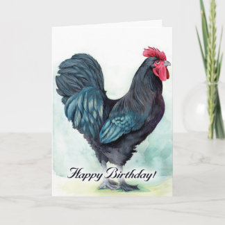 Colourful Standing Chicken Birthday card. Rooster. Card