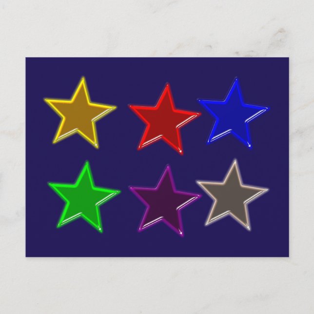 Colourful star buttons postcard (Front)