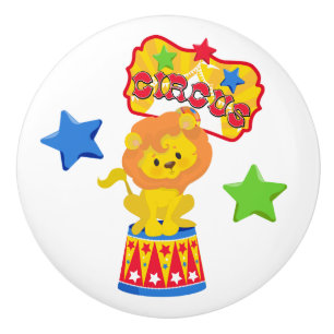 Colourful Star Circus Lion Ceramic Knob