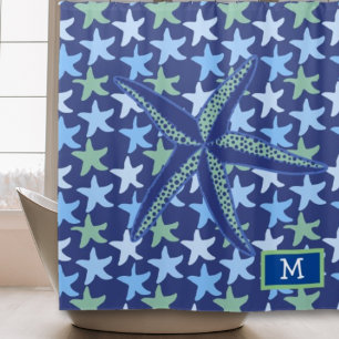 Colourful Star Fish Seamless Pattern With Monogram