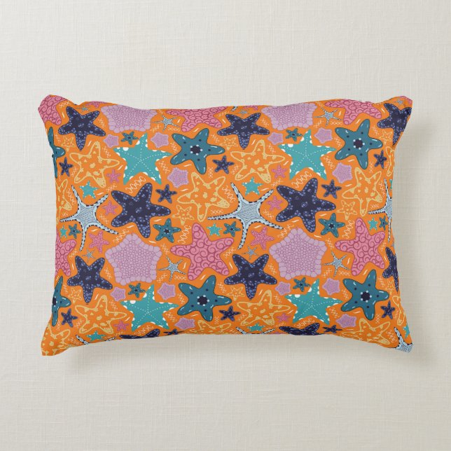 Colourful Star fishes Accent Pillow (Front)