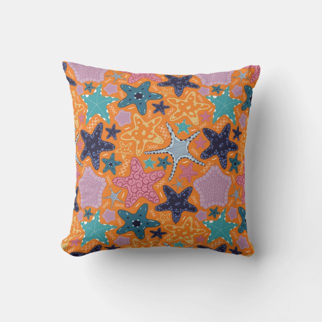 Colourful Star fishes Throw Pillow (Front)