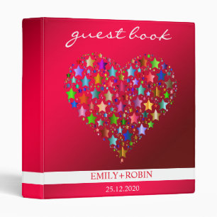 Colourful Star Heart Wedding Guestbook Binder