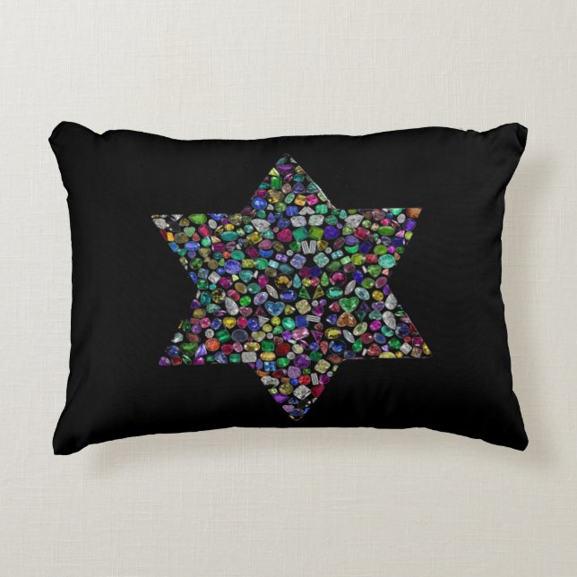 Colourful Star of David Accent Pillow (Front)