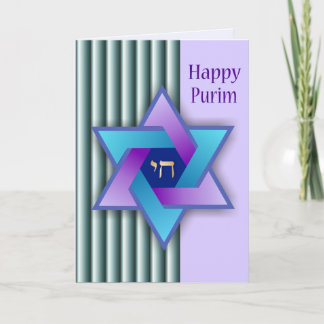 Colourful Star of David Happy Purim Card