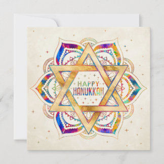 Colourful Star of David Mandala Happy Hanukkah Card