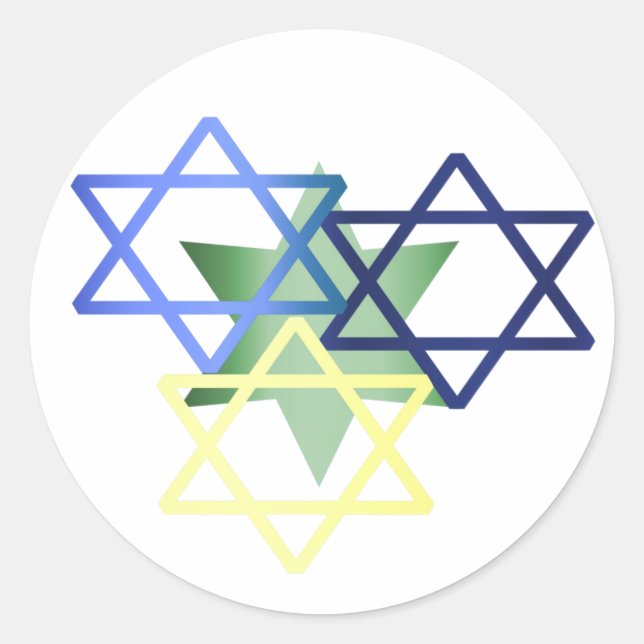 Colourful Star Of David Sticker (Front)