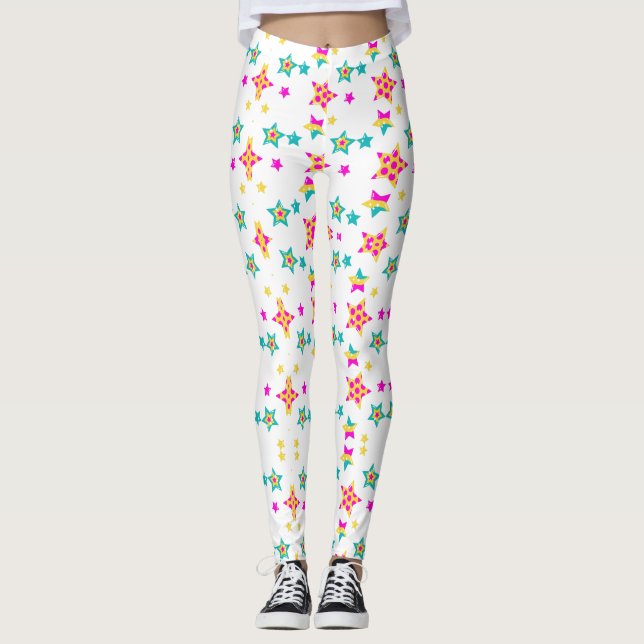 Colourful star pattern Leggings  (Front)