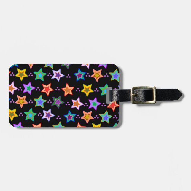 Colourful star pattern luggage tag (Front Horizontal)