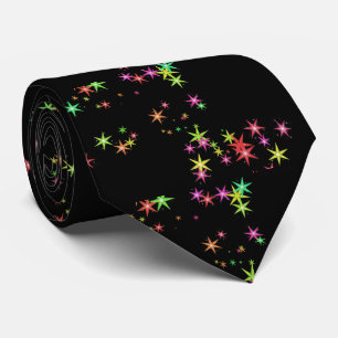 colourful star pattern on black tie