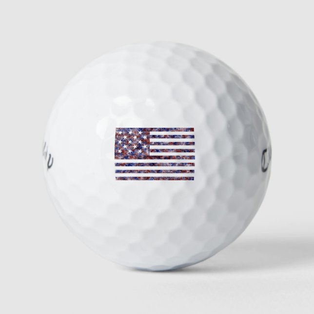 Colourful Star-Spangled Banner America Flag Golf Balls (Front)