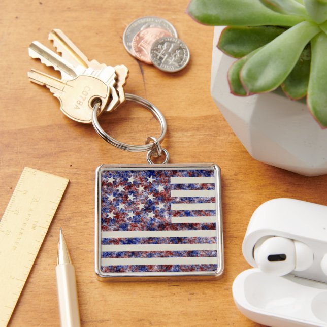 Colourful Star-Spangled Banner America Flag Keychain (Desk)
