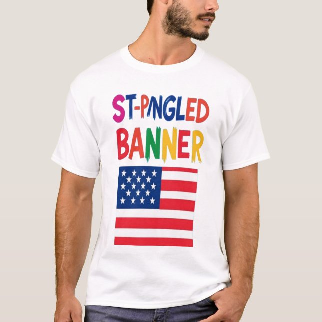 Colourful Star-Spangled Banner USA Flag T-Shirt (Front)