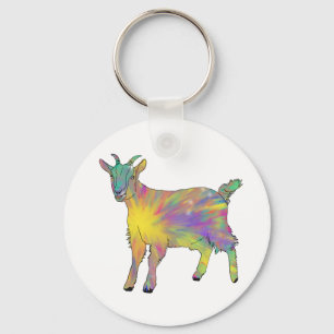 Colourful Starburst Art Goat Funny Animal design Keychain