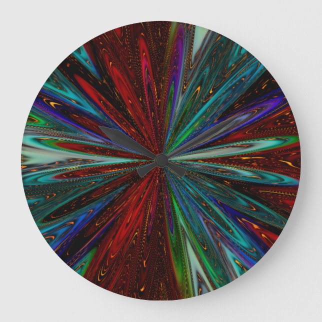 Colourful Starburst Design Large Clock (Front)