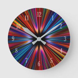 Colourful starburst explosion pattern round clock