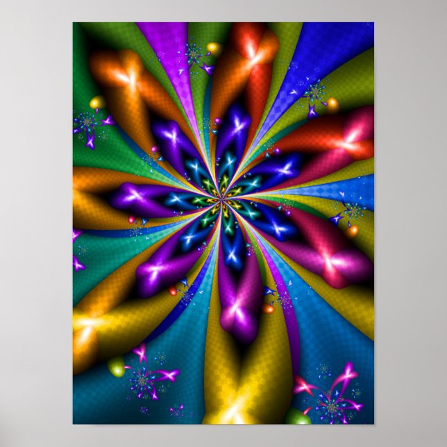 Colourful Starburst Fractal Poster (Front)