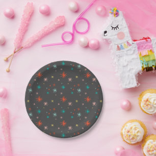 Colourful Starburst Fun Holiday New Year Eve Party Paper Plate