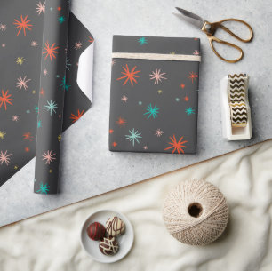Colourful Starbursts Mod New Year Holiday Gift Wrapping Paper