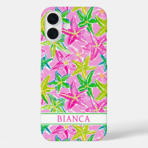 Colourful Starfish Monogrammed iPhone 16 Plus Case
