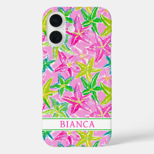 Colourful Starfish Monogrammed iPhone 16 Case