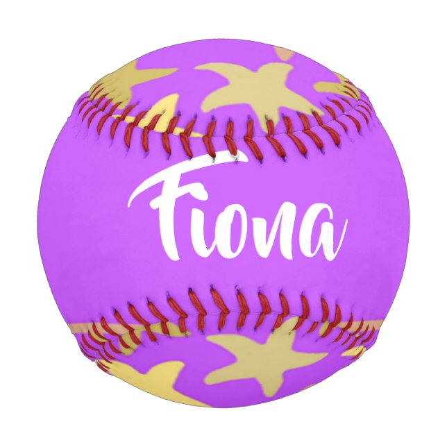 Colourful starfish on purple baseball (Front)