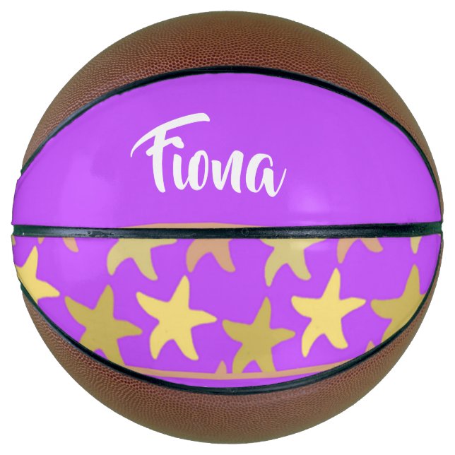 Colourful starfish on purple basketball (Front)