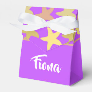 Colourful starfish on purple favor box