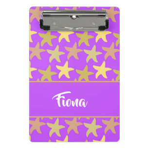 Colourful starfish on purple mini clipboard