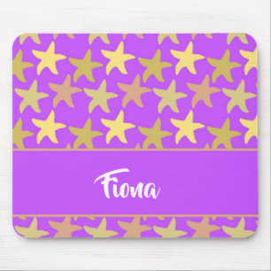 Colourful starfish on purple mouse pad