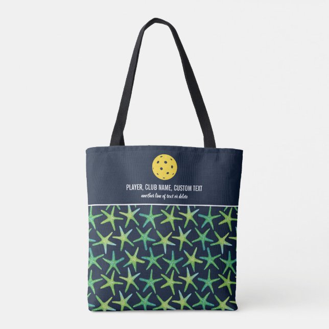 Colourful Starfish Pattern Custom Pickleball Paddl Tote Bag (Back)