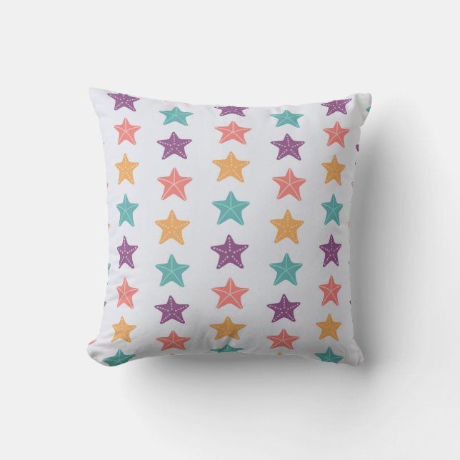 Colourful Starfish Pattern Throw Pillow (Front)