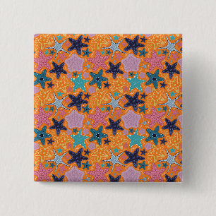 Colourful Starfishes 2 Inch Square Button