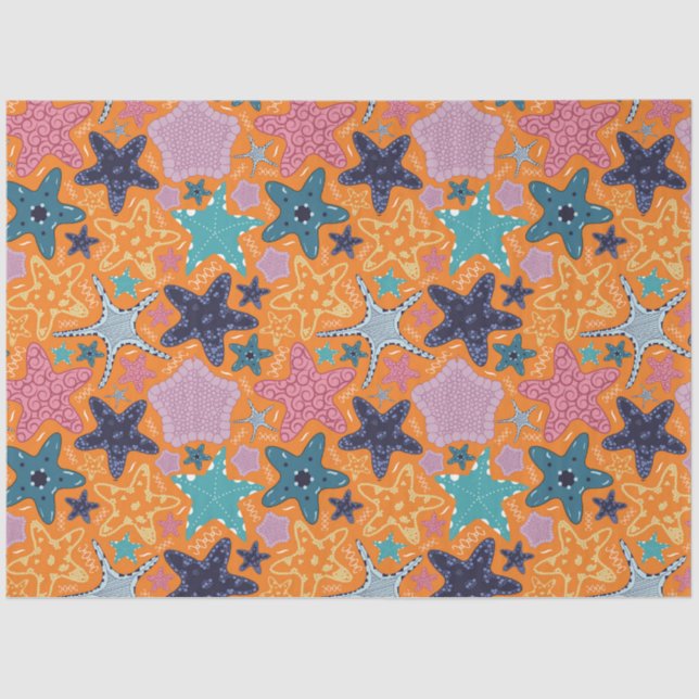 Colourful Starfishes Tissue Paper (Front)