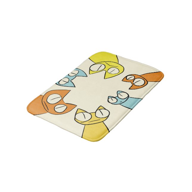 Colourful Staring lot Cats Bath Mat (Angled)