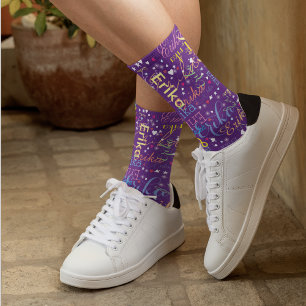 Colourful Starry Affection purple full of hearts  Socks