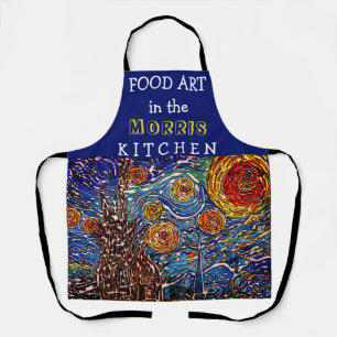 Colourful Starry Night Illustration Apron